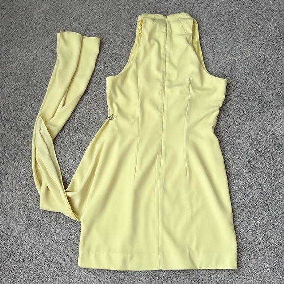 House of CB MARLA Lemon Halter Mini Dress | Pleated & Draped | Size Large (Tall) - Picture 5 of 15